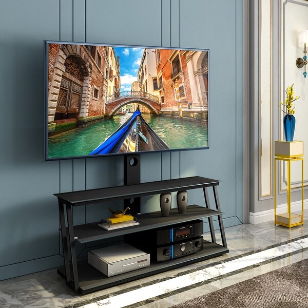 TiramisuBest Multi Function Adjustable Tempered Glass TV Stand
