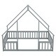 preview thumbnail 14 of 13, Wood House-Shaped Full Floor House Bed with Fence,Guardrails