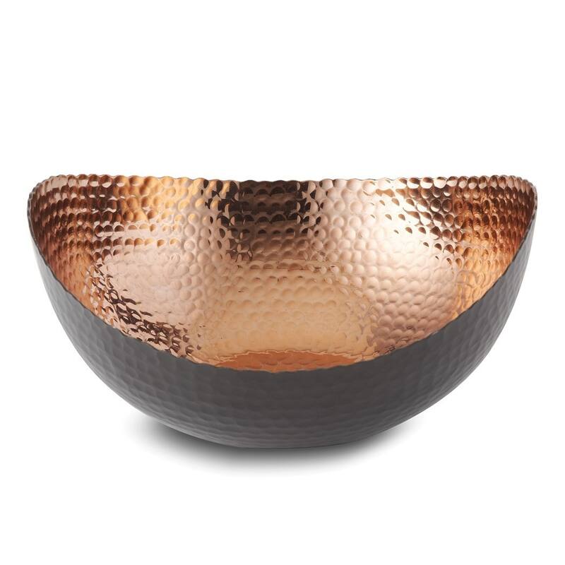 Curata Medium Black Finish with Copper-Tone Interior Hammered Eclipse Bowl