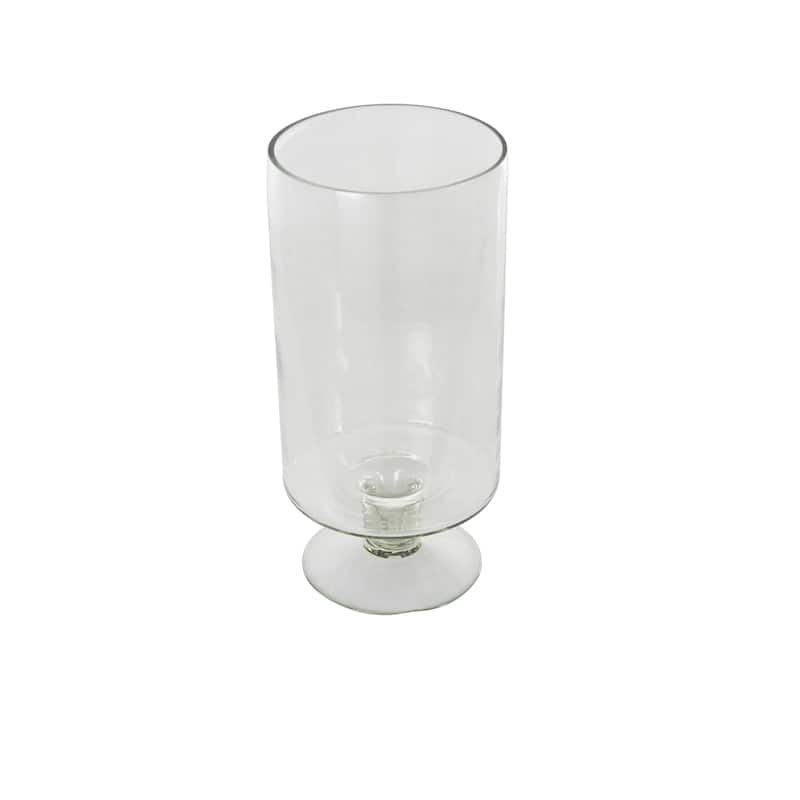 Glass Candle Holder with Elevated Base - Clear - Roche River Decor - 6"W x 6"L x 13"H