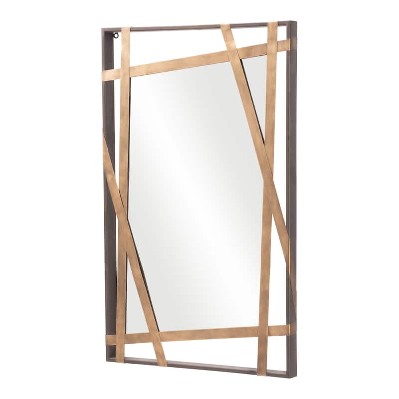 HomeRoots 32" Gold And Black Steel Framed Accent Mirror - Gold and Black - 19.7' X '31.5' X '1.8