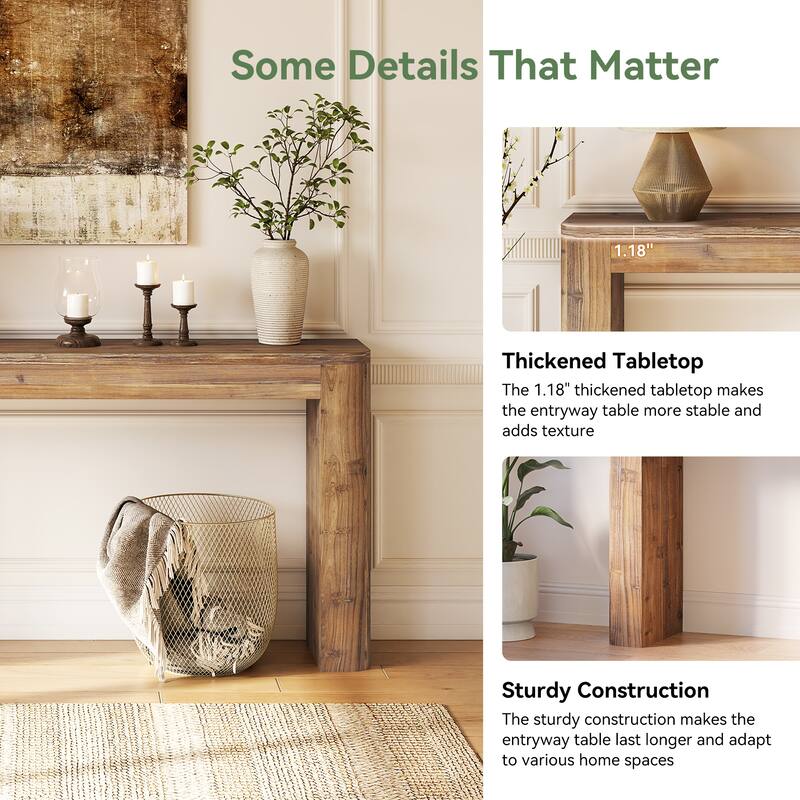 63-Inch Solid Wood Console Table