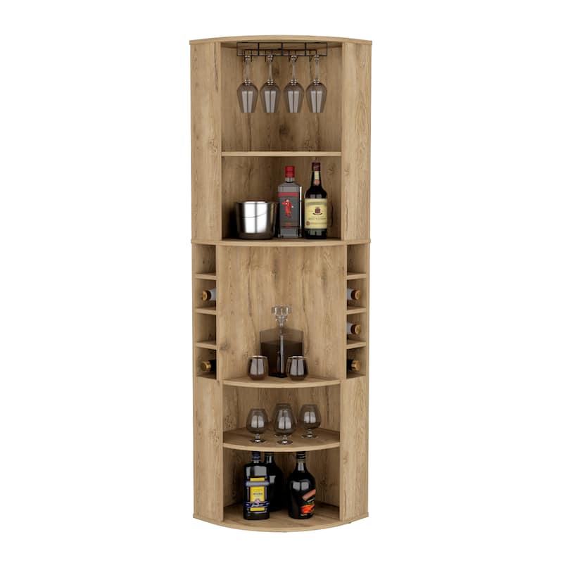 Hasselt Kitchen Pantry, Double Door, Six Shelves -Light Pine