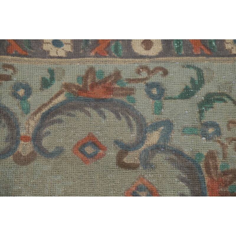 Hand Knotted Oriental 100% Wool Carpet Traditional Medallion Green Tabriz Area Rug - 10' 9'' X 7' 6''