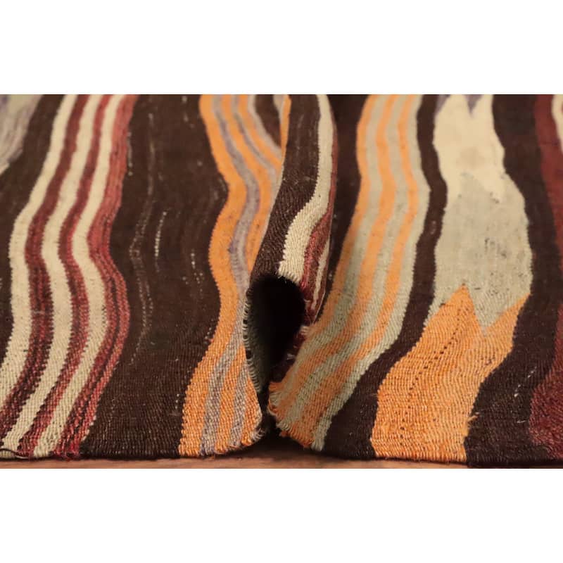 Hand Woven Oriental 100% Wool Carpet Southwestern Tribal Brown Kilim Area Rug - 7' 11'' X 4' 9''