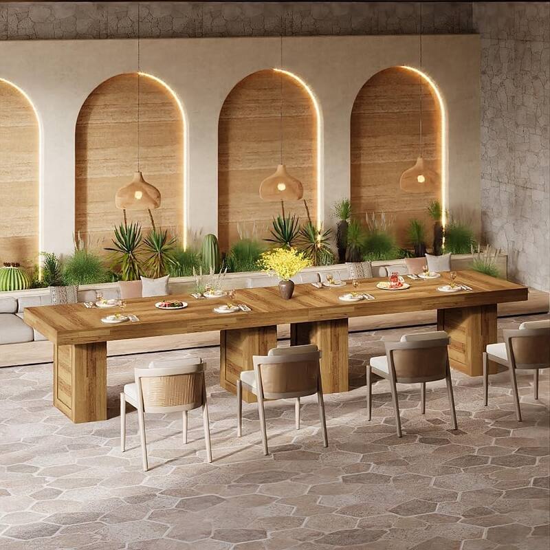 63'' Large Kitchen Table, Rectangle Dining Table for Dining Room, Family Meals, Banquets & Dinner Parties