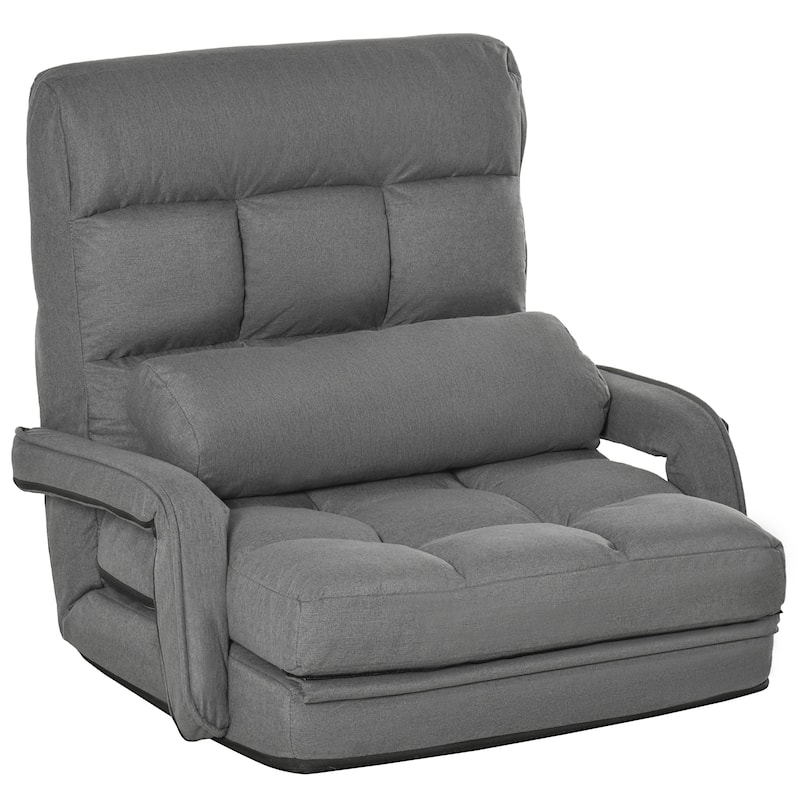 30.8" Folding Chaise Lounge Chair with Pillow - Grey
