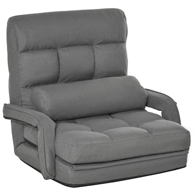Grey Modern 30.8" Folding Upholstered Chaise Lounges Chair with Pillow for Living Room