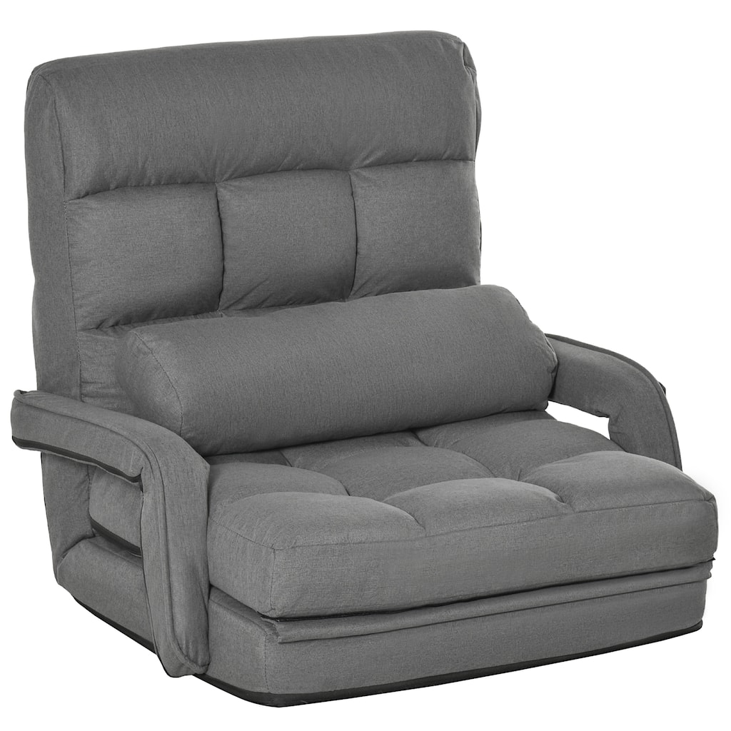 Grey Modern 30.8" Folding Upholstered Chaise Lounges Chair with Pillow for Living Room