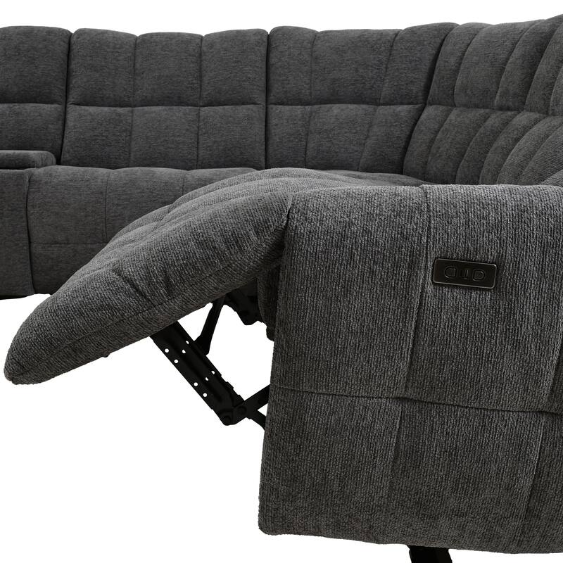 Furniture of America Aurei Modern Reclining Sectional with Console and USB Ports