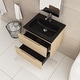 preview thumbnail 62 of 66, Wall-Mounted Bathroom Vanity in Evita Oak with Integrated Black Sink