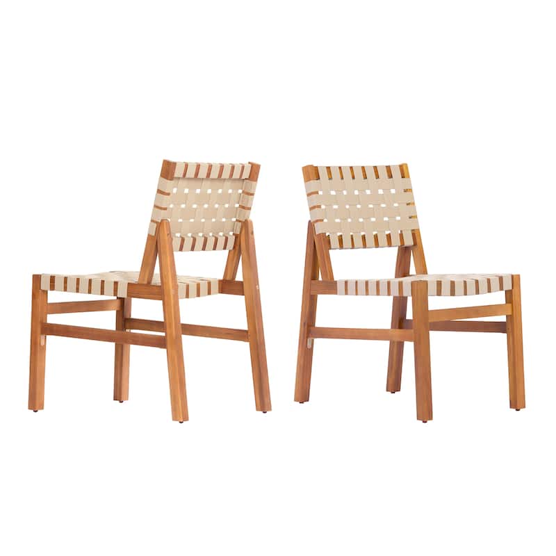 Christopher Knight Home - Acacia Solid Wood Outdoor Patio Side Chairs with Rope (Set of 2)