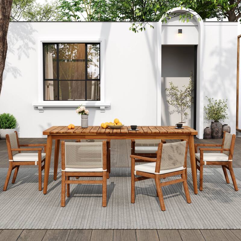 Christopher Knight Home - Eupraxia Acacia Wood Patio 7 Piece Dining Set
