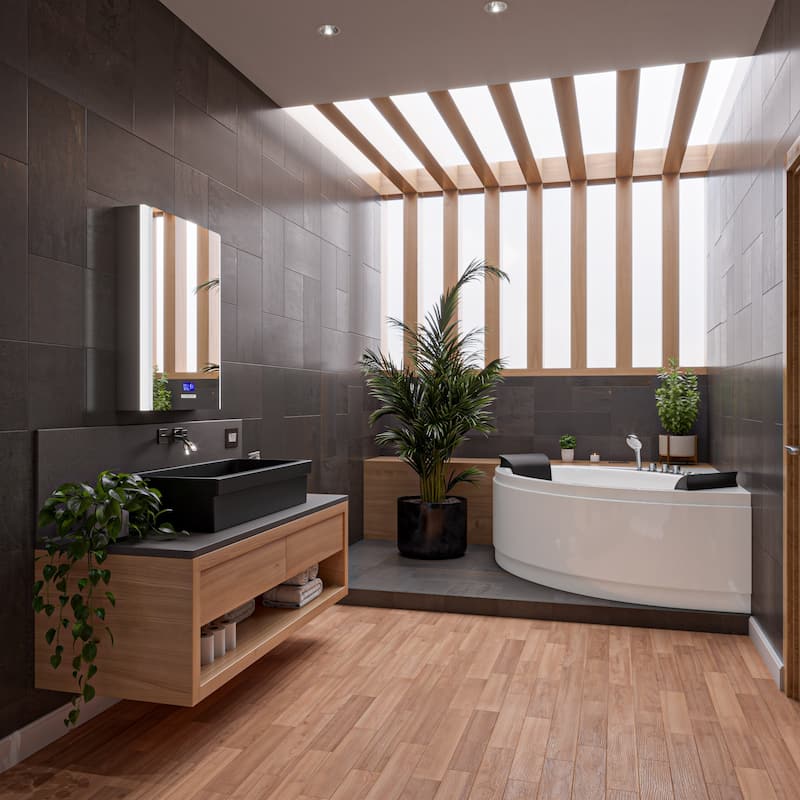 EAGO AM200 5-foot Rounded Modern Double-seat Corner Whirlpool Bathtub