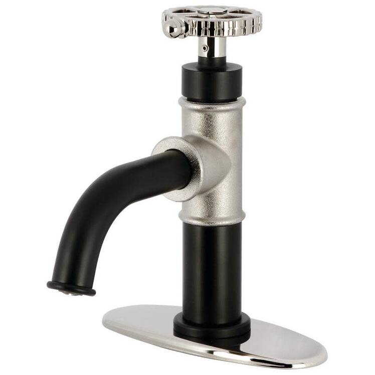 Kingston Brass KSD282.CG Fuller 1.2 GPM Single Hole Bathroom Faucet - Matte Black / Polished Nickel