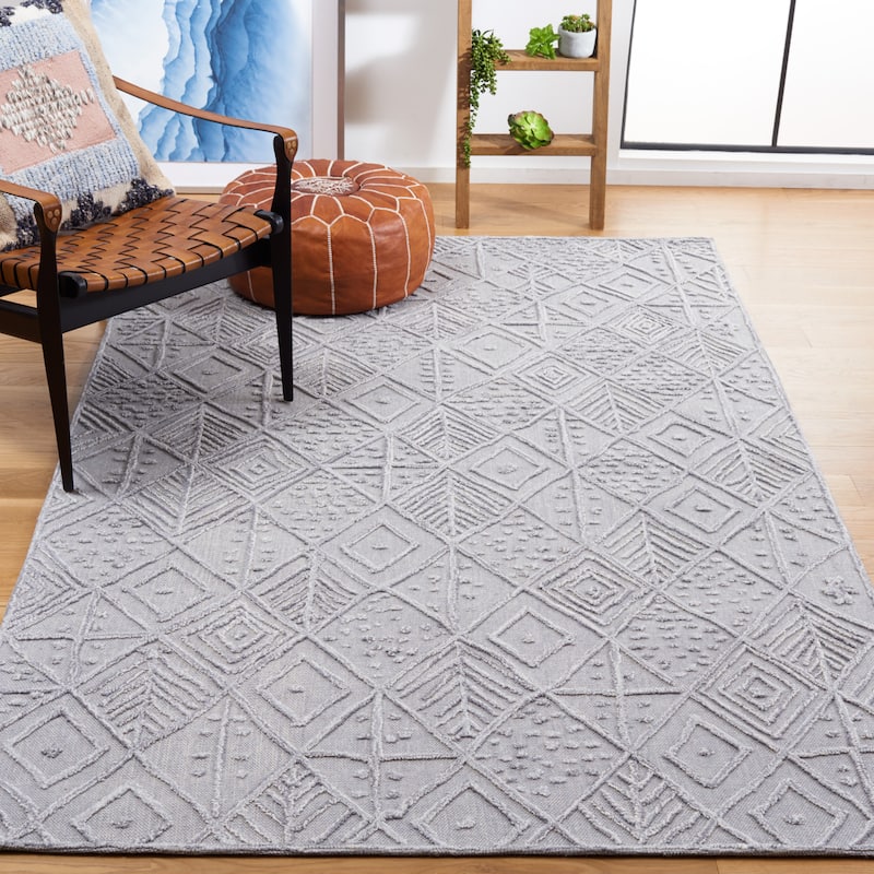 SAFAVIEH Handmade Textual Stephany Wool Rug - 3' x 5' - Grey
