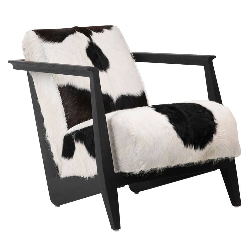 Nicole Teak Upholstered Occasional Chair - Black and White