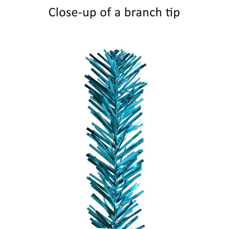 Puleo International 4.5 ft. Pre-Lit Teal Tinsel Artificial Tree