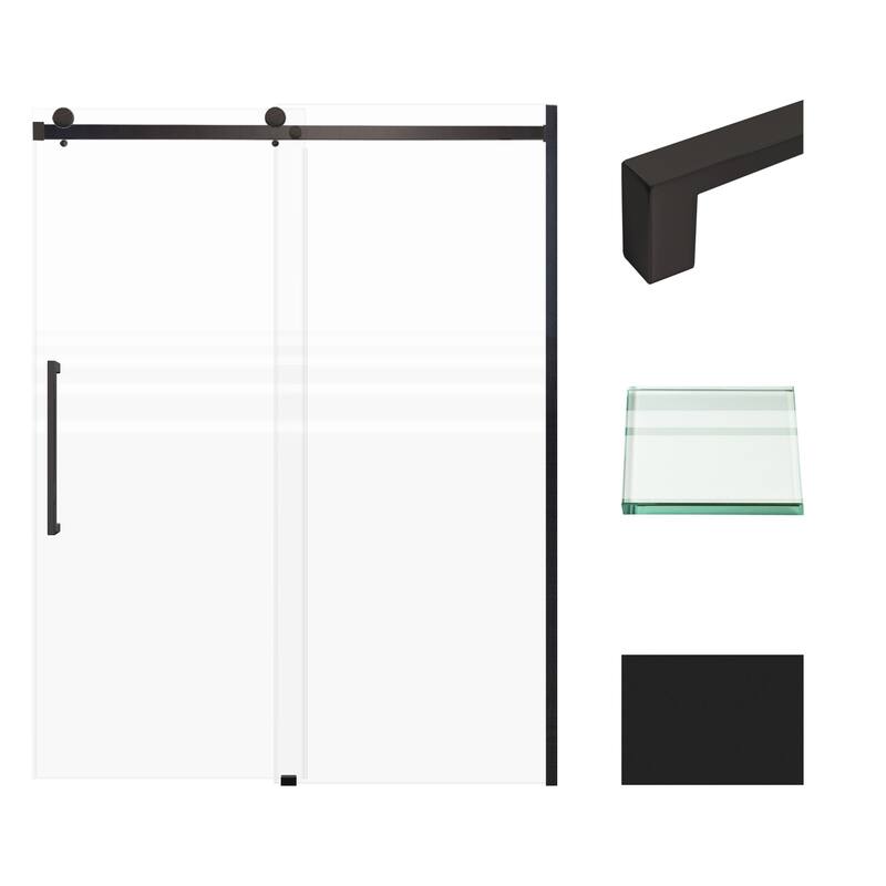 Transolid MBDT607608FL-S 76" High x 60" Wide Bypass Frameless Shower - Matte Black