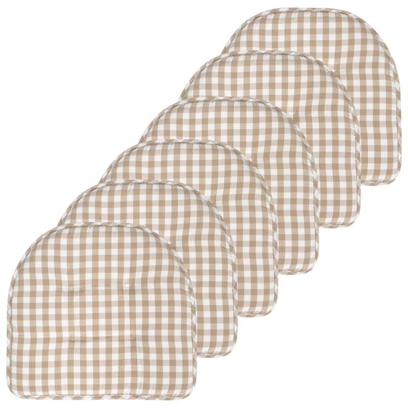 Sweet Home Collection Checkered Buffalo Check U-Shaped Memory Foam Chair Cushions 17" x 16"