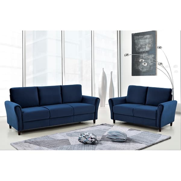 slide 2 of 12, Corel Velvet Living Room Set- Sofa and Loveseat Dark Blue