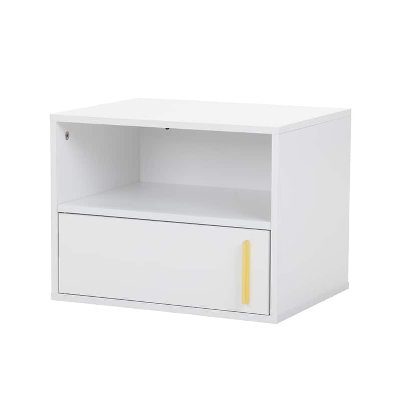 Wall-Mounted Wood Nightstand with Swing Door (Set of 2)