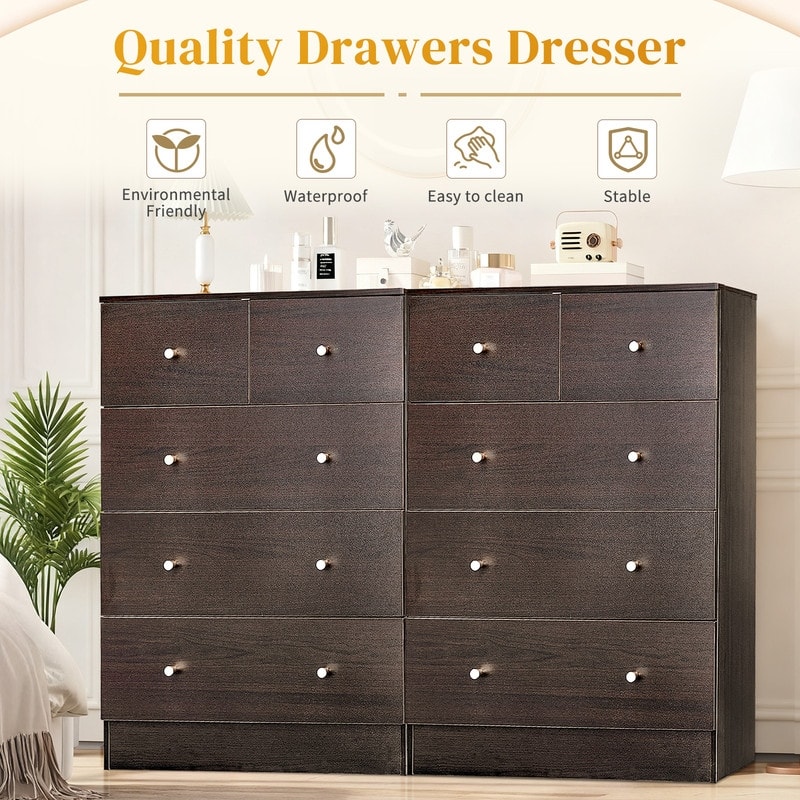 5-Drawer Dresser For Bedroom And Chest Of Drawers With Sturdy Construction Wood Storage Organizer For Closet