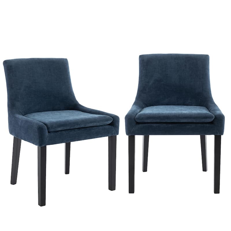 Mid-Century Modern Corduroy Upholstered Dining Chairs with Solid Wood Legs,Set of 2/4/6 - Set of 2 - Blue