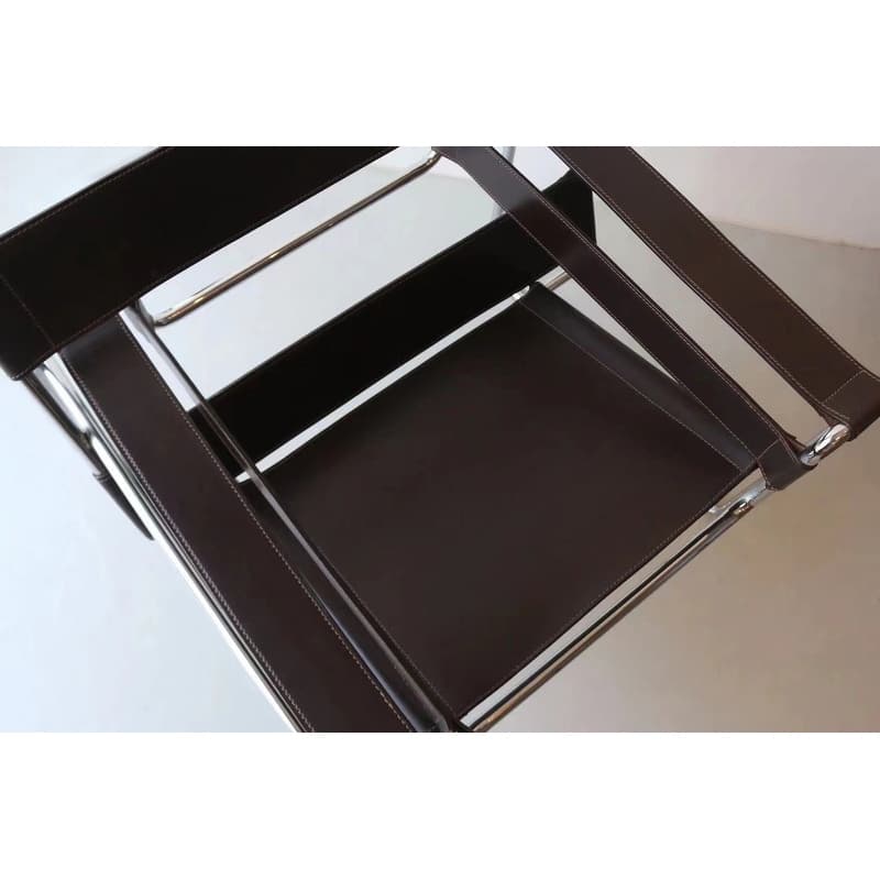Momei Mid-Century Modern Saddle Leather Accent Chair with Stainless Steel Chair Leg