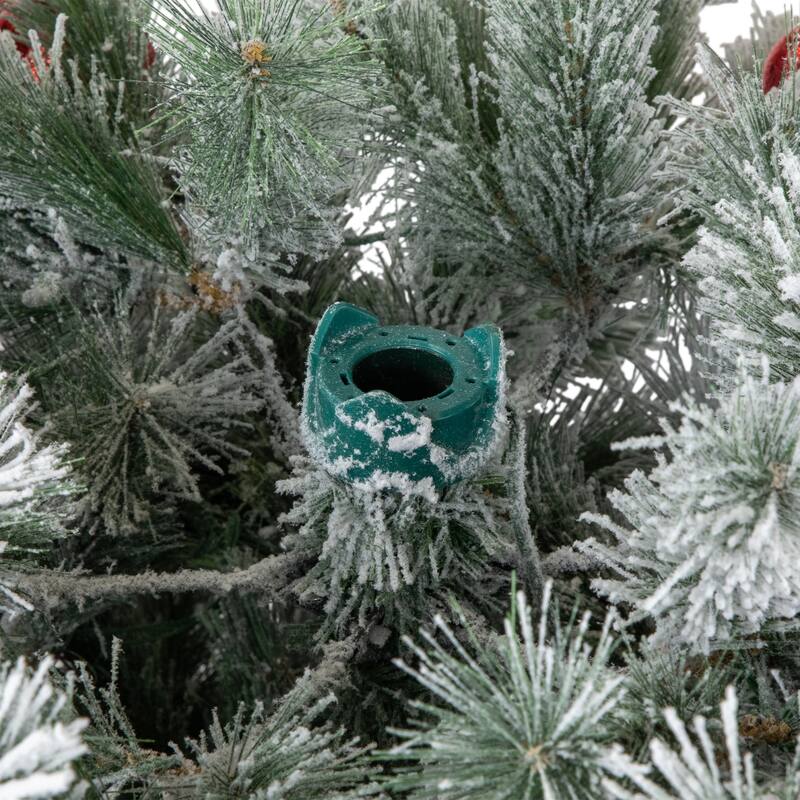 Snowy Bristle Pine Artificial Christmas Tree 7.5' Warm White LED - 7.5 Foot