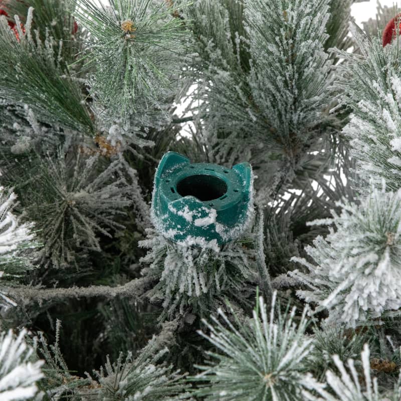 Pre-Lit Snowy Bristle Pine Artificial Christmas Tree -Warm White LED Lights