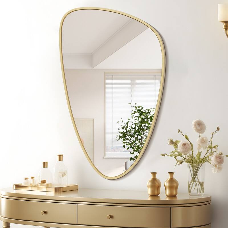 Aluminum-framed Pebble Asymmetrical Decorative Mirror