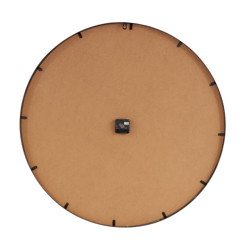 Plastic Decorative Wall Clock with Gold Hands and Numbers - Black - Roche River Decor - 1"W x 32"L x 32"H