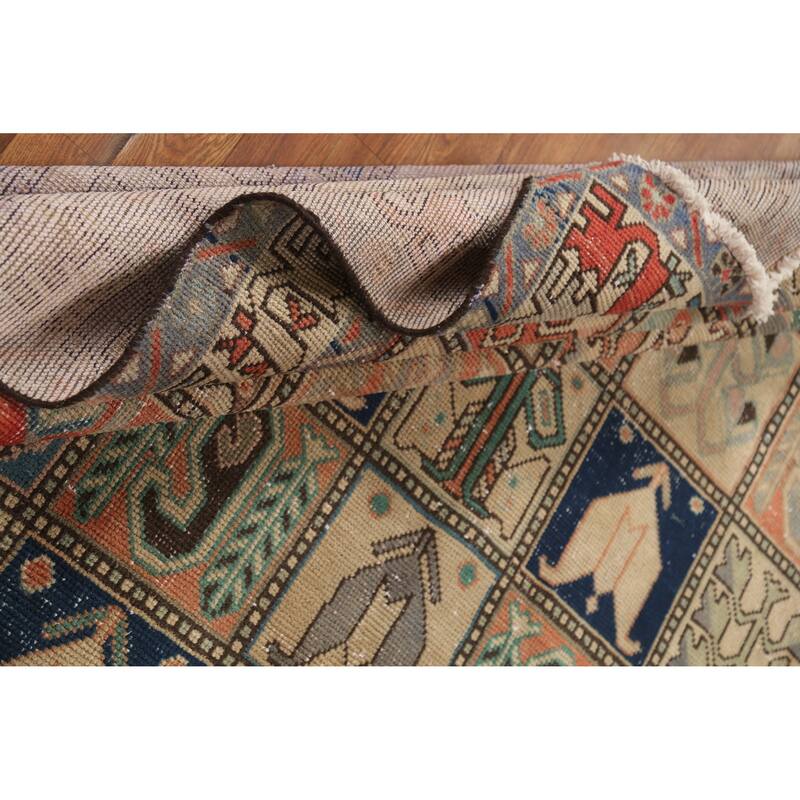 Hand Knotted Oriental 100% Wool Carpet Traditional Geometric Peach Bakhtiari Area Rug - 9' 4'' X 6' 11''