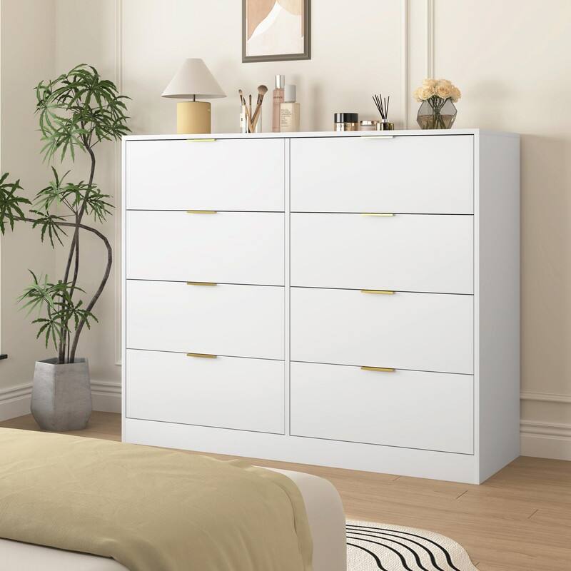 8-Drawer Wooden Dresser for Bedroom, Modern Chest of Drawers