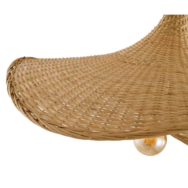 1-Light Brass Iron Pendant With A Nature Rattan Shade