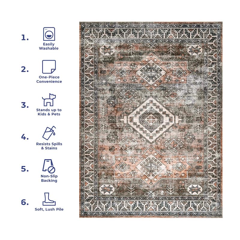 Nuloom Layana SplashGuard Geometric Machine Washable Area Rug