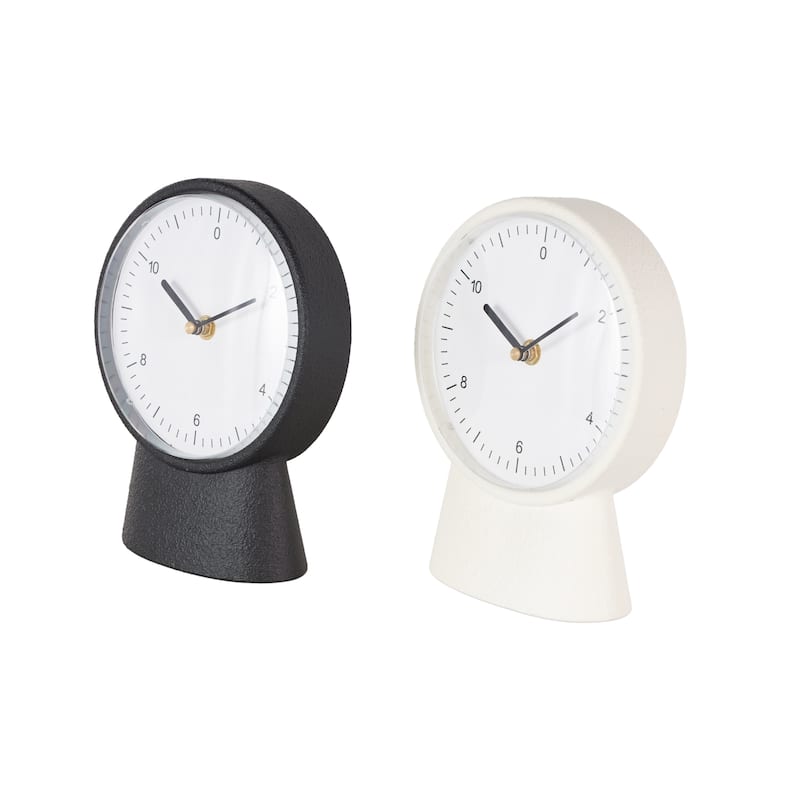 Metal Textured Clock with Gold Accents - Set of 2 Multi Colored - Roche River Decor