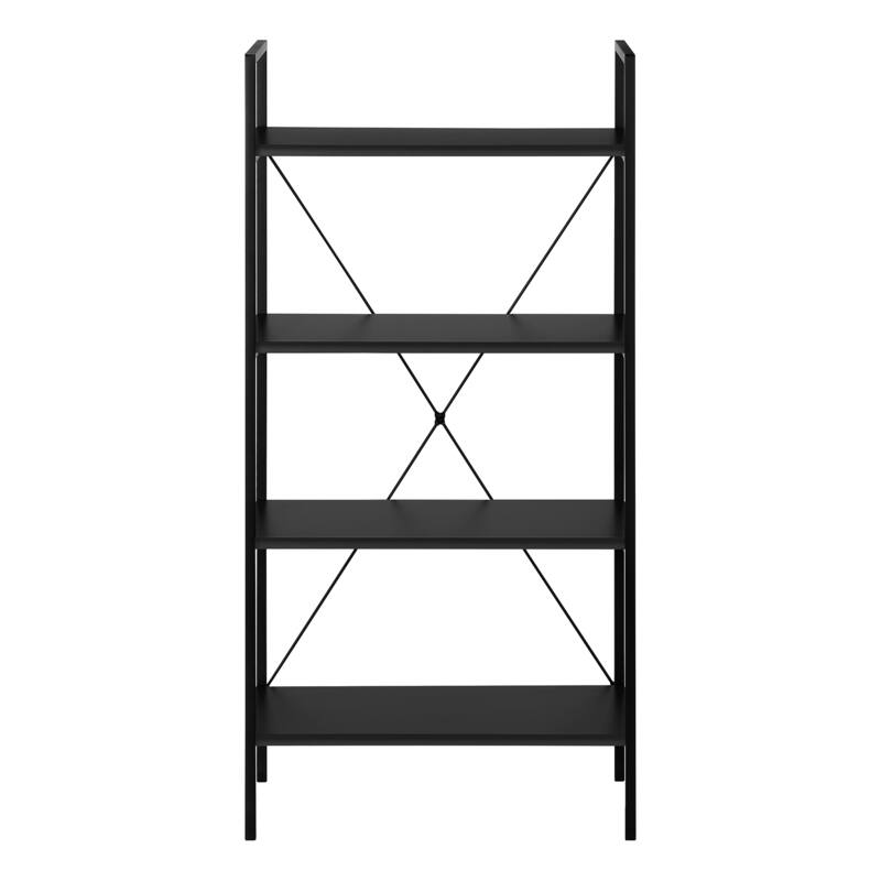 Modern 4 Tier Bookshelf, Contemporary 48"H Metal Frame Bookcase, for Living room Office, Bedroom