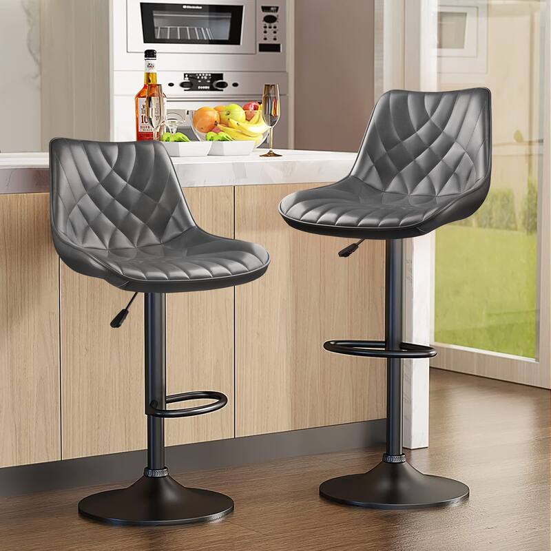 BOSSIN Bar Stools,Counter Heigh Faux Leather Adjustable Bar Stools with Back, Dining Chair