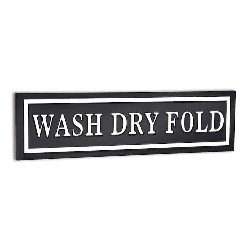 HomeRoots 10" X 36" Black And White Wash Dry Fold Metal Wall Decor