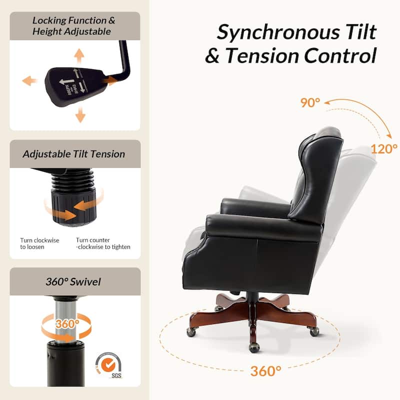 Maximiliano Modern Swivel Executive Chair with Tufted Back by HULALA HOME