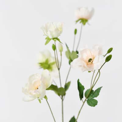 Silk Decorative Artificial Anemone cathayensis(Pack of 1 Branch)