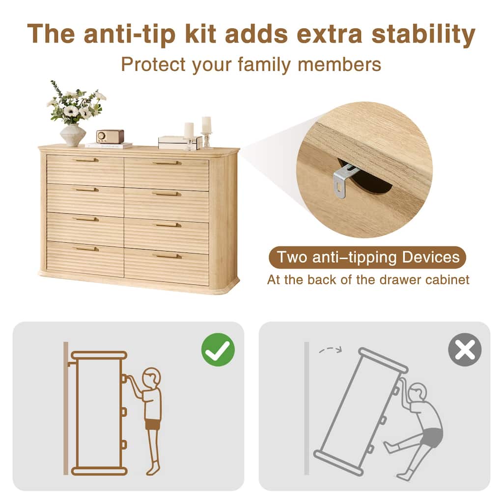 Modern 8 Drawer Dresser for Bedroom, Chest of Drawers