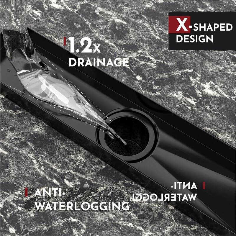 24-Inch Linear Shower Floor Drain, Square Hole Grate - 24 inch