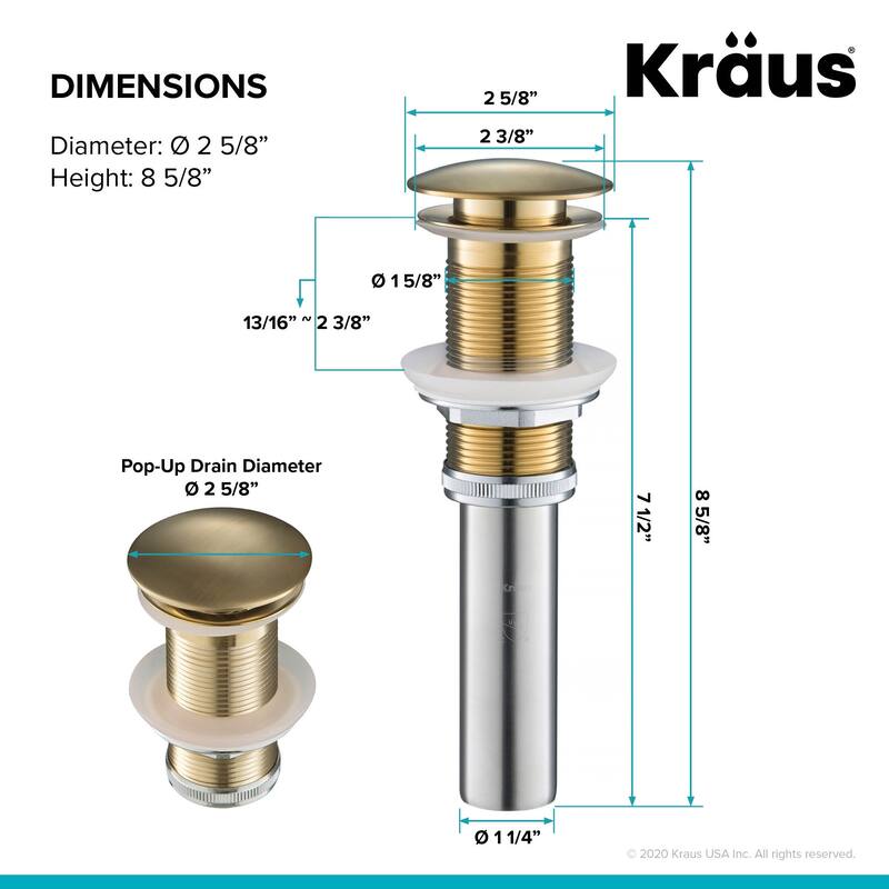 KRAUS Pop-Up Drain for Vessel Bathroom sink
