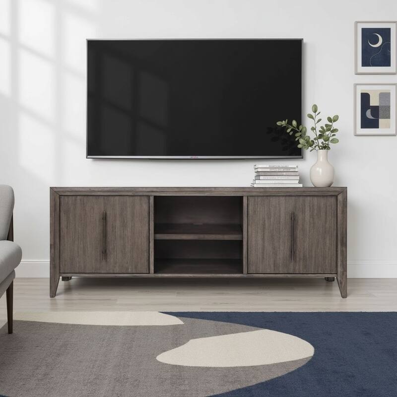 Bridgevine Home Avana 72 inch TV Stand Console, No Assembly Required, Smoky Greige Finish