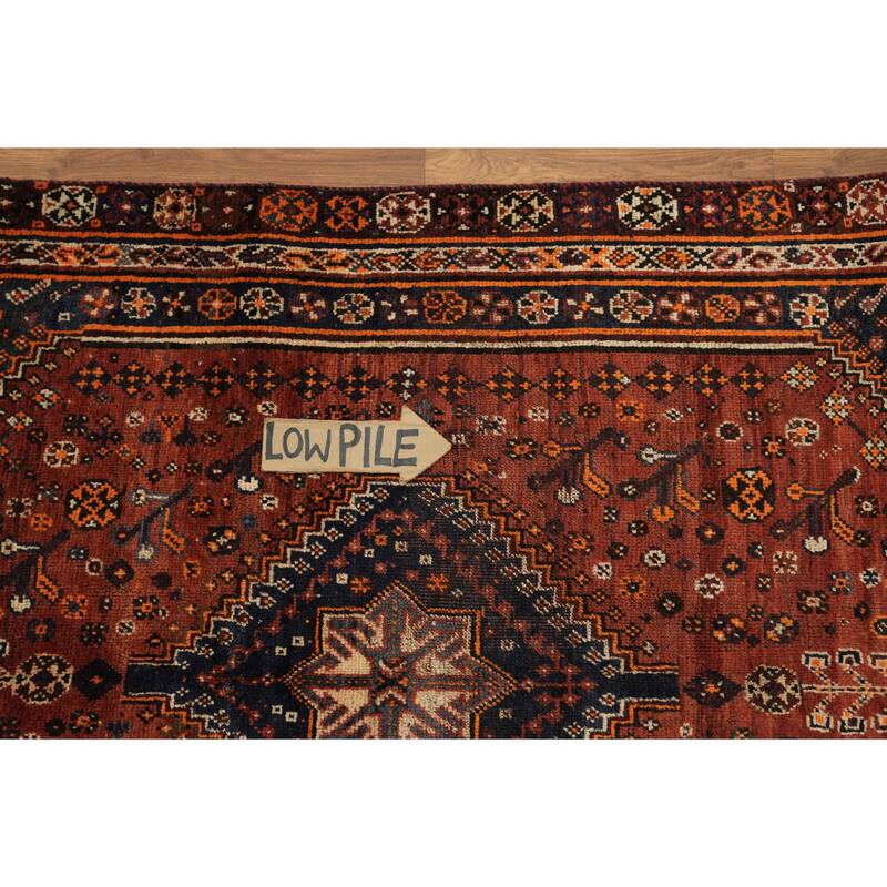 Hand Knotted Oriental 100% Wool Carpet Traditional Tribal Red Qashqai Area Rug - 6' 7'' X 4' 0''