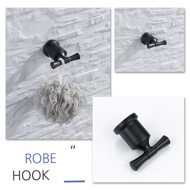 Rbrohant 4-Pieces Bathroom Accessorie Set Matte Black Stainless Steel