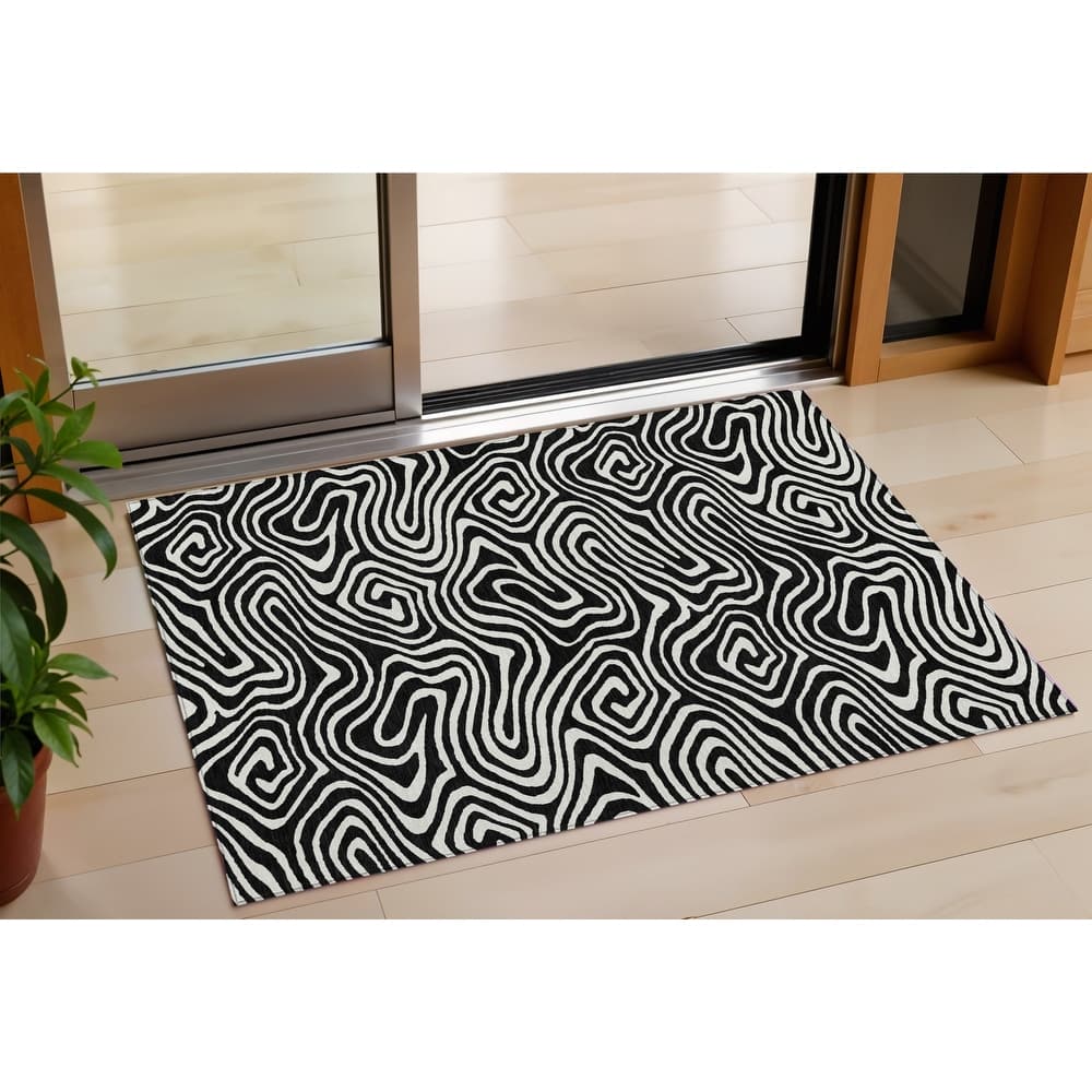 HomeRoots Abstract Transitional Rectangle Outdoor Rug